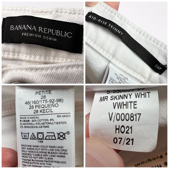 Banana Republic White Skinny Jeans Mid Rise Petite 28 - Picture 3 of 9
